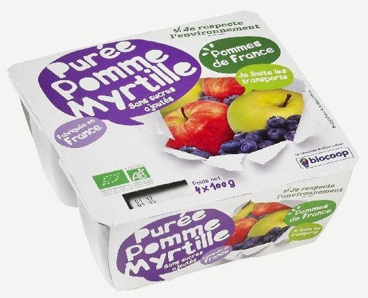 Purée de pomme myrtille 4x100g